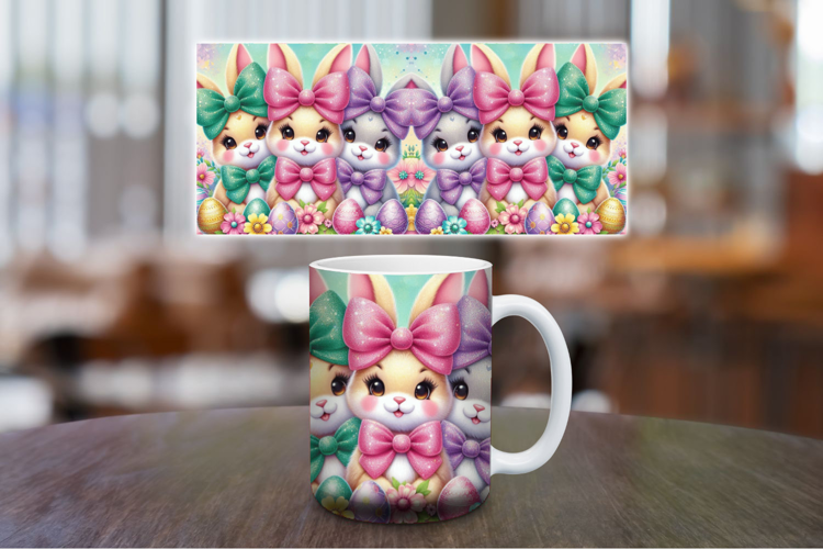 Mug Wrap Sublimation - colorful easter rabbit bunny