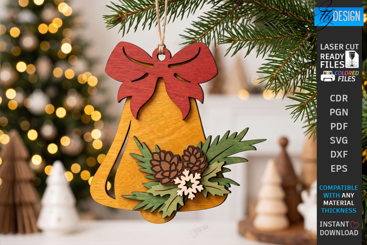 Layered Christmas Ornament Laser Cut | Hanging Ornament SVG