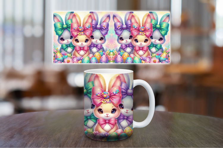 Mug Wrap Sublimation - colorful easter rabbit bunny