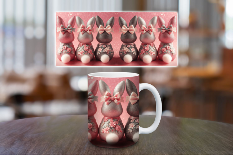 Mug Wrap Sublimation - pink rabbit bunny