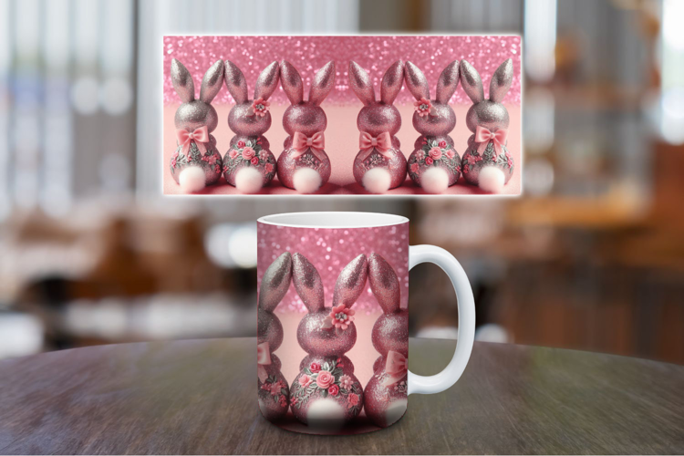 Mug Wrap Sublimation - pink rabbit bunny