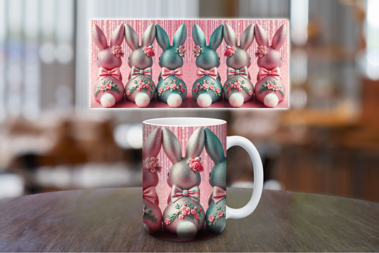 Mug Wrap Sublimation - pink rabbit bunny