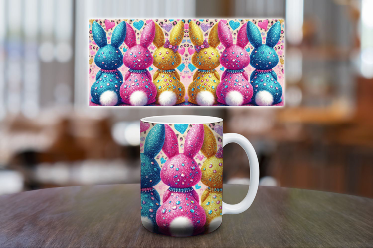 Mug Wrap Sublimation - glitter rabbit bunny