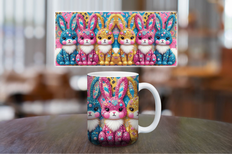 Mug Wrap Sublimation - glitter rabbit bunny