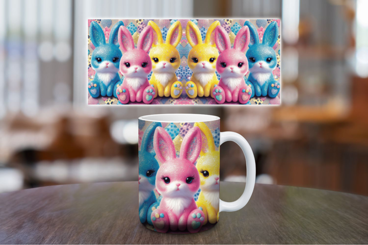 Mug Wrap Sublimation - glitter rabbit bunny