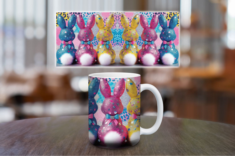 Mug Wrap Sublimation - glitter rabbit bunny