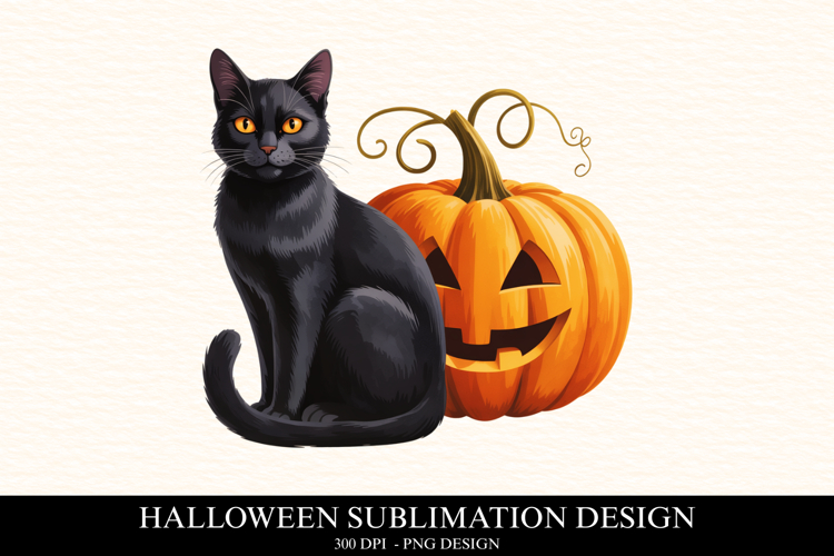 Halloween Cat & Pumpkin Clipart PNG | Spooky Season Png