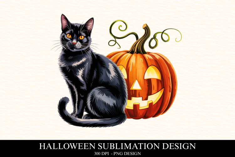 Halloween Cat & Pumpkin Clipart PNG | Spooky Season Png