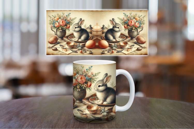 Mug Wrap Sublimation - vintage rabbit