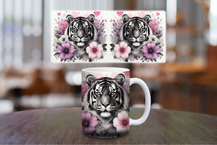 Mug Wrap Sublimation - watercolor tiger