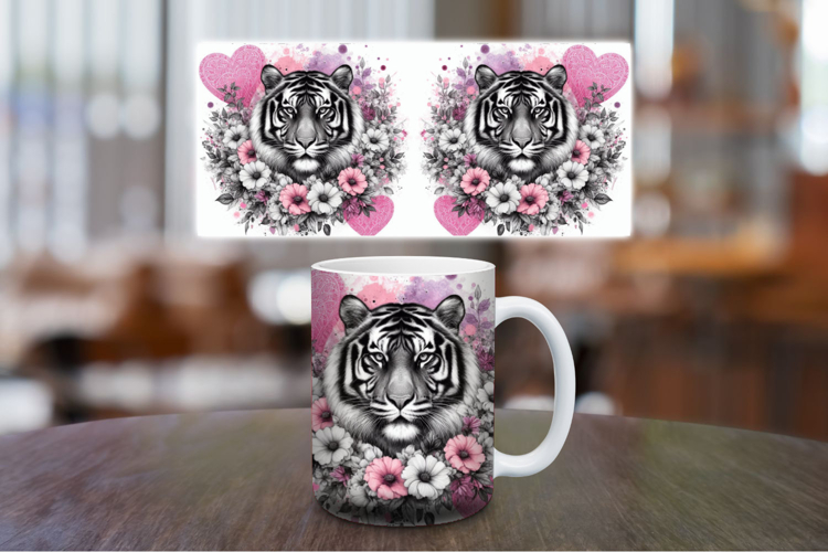Mug Wrap Sublimation - watercolor tiger