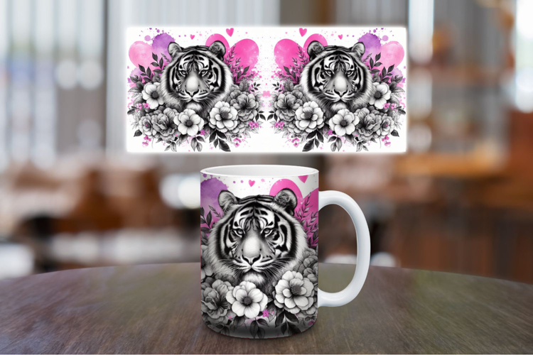 Mug Wrap Sublimation - watercolor tiger