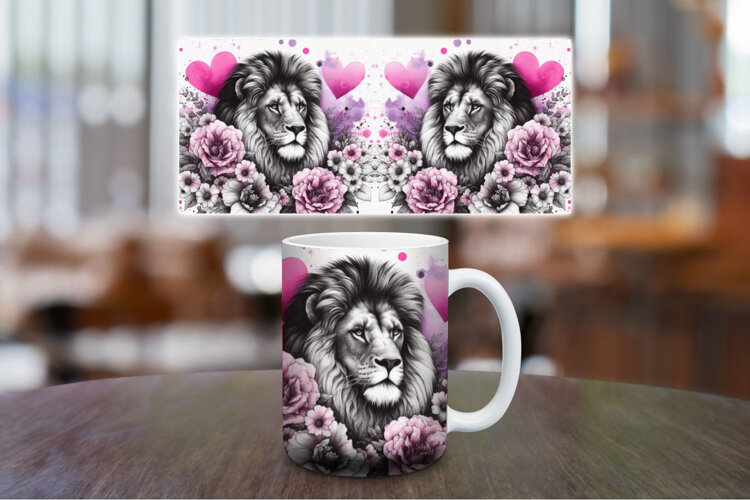 Mug Wrap Sublimation - watercolor lion example image 1
