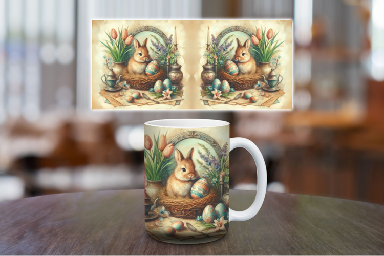 Mug Wrap Sublimation - vintage rabbit