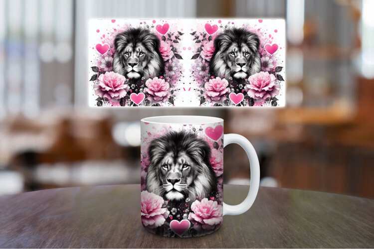 Mug Wrap Sublimation - watercolor lion example image 1