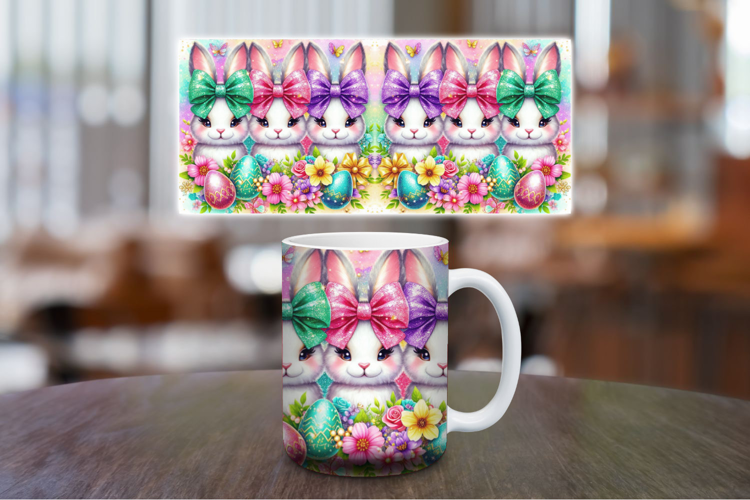 Mug Wrap Sublimation - colorful easter rabbit bunny