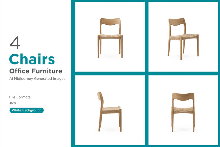 Stylish modern dining chairs made of wood with woven seats example image 1