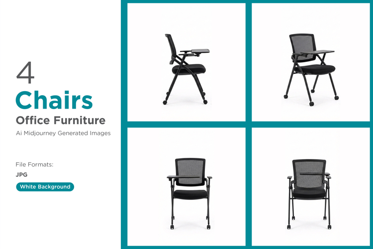 Modern student chairs on wheels Set of 4