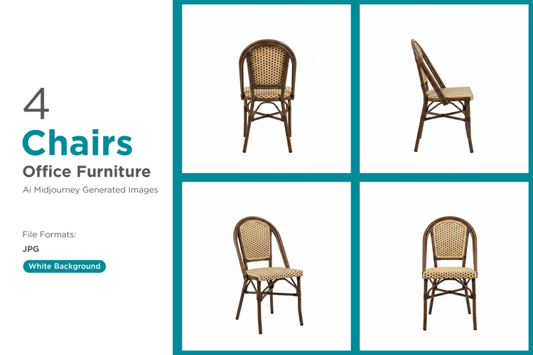 Elegant bistro chairs with woven seats Set of 4