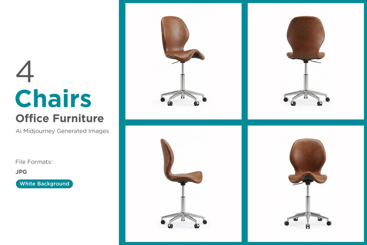 Elegant brown leather office chair with modern design Set
