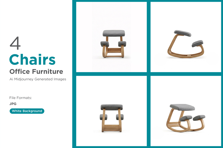 Ergonomic kneeling chairs promoting healthy posture Set of 4