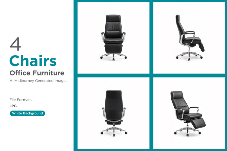 Modern black leather executive office chairs Set of 4