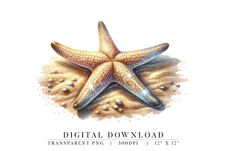 Sunlit Starfish on Sand PNG