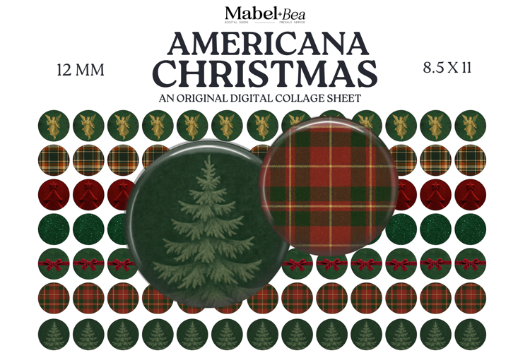 Americana Christmas 12mm Digital Collage Sheet