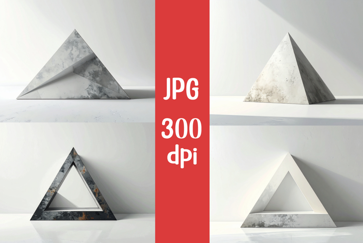 4 Single geometric triangle on white background, minimal JPG