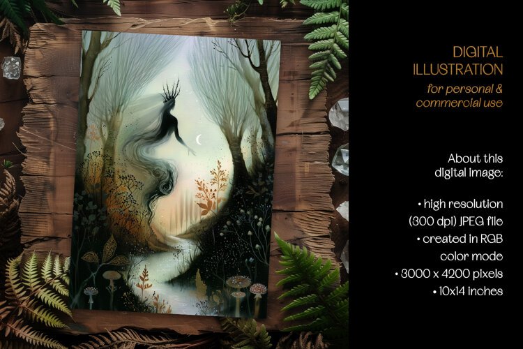 Forest Spirit Rising From The Brook Illustration example image 1