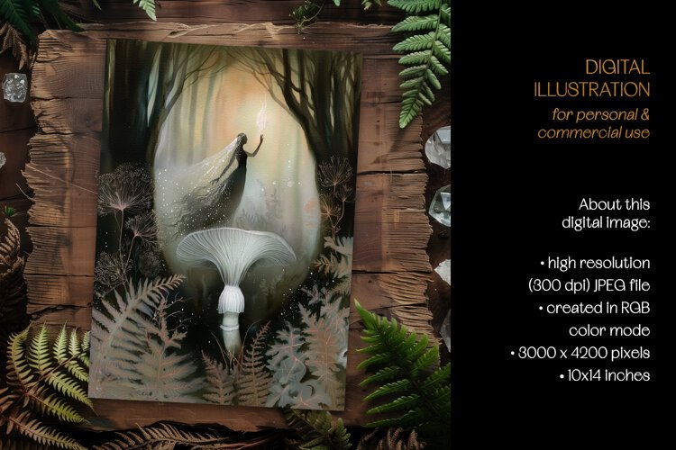 Forest Spirit Rising From A Mushroom Illustration example image 1