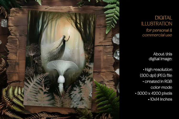 Forest Spirit Rising From A Mushroom Illustration