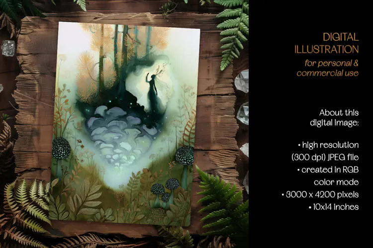 Forest Spirit Rising From A Pine Cone Illustration