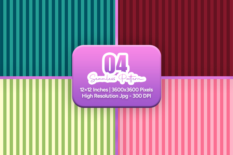 Teal Red Stripe Seamless Pattern Set