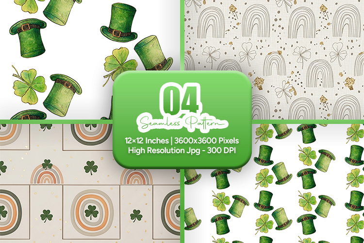 St. Patricks Day Seamless Patterns - Leprechaun & Clovers