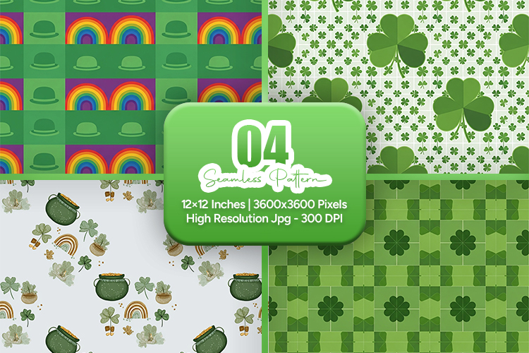 Lucky Rainbow Clover Seamless Set - Leprechaun & Clovers