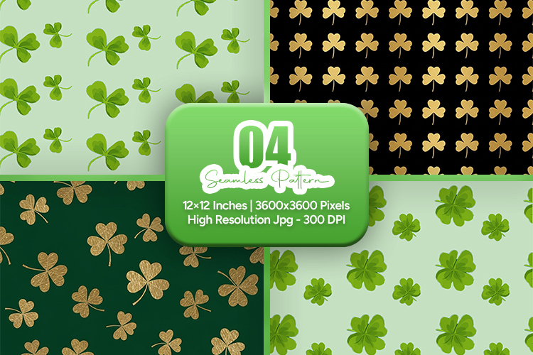 Elegant Gold Clover Seamless Pack - Leprechaun & Clovers