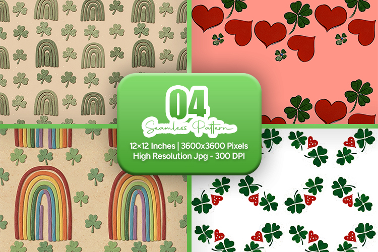 Clover Rainbow Heart Seamless Set - Leprechaun & Clovers