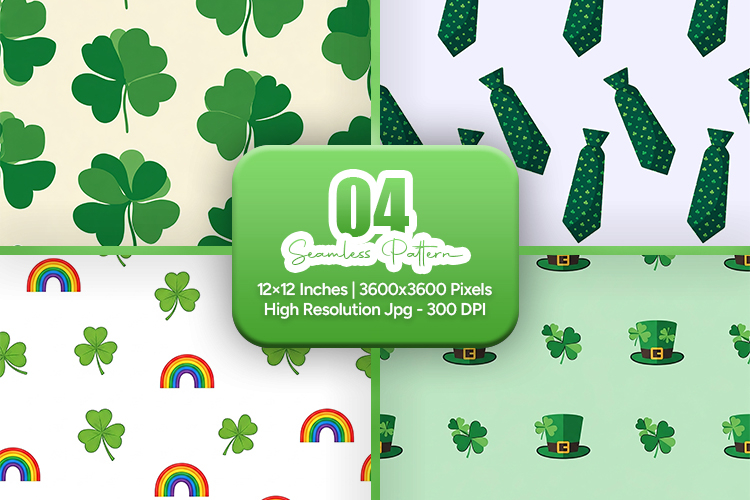 St Patrick Seamless Pattern Bundle - Leprechaun & Clovers