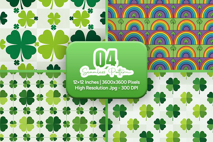 Clover Rainbow Seamless Pattern Pack - Leprechaun & Clovers