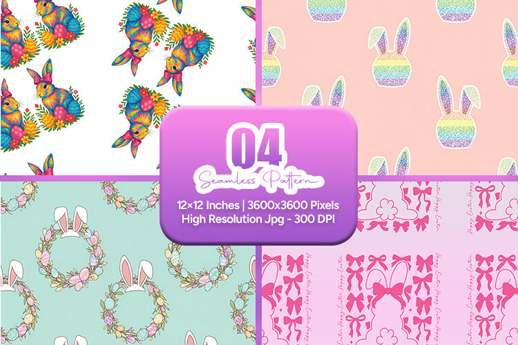Rainbow Bunny Easter Seamless Pattern (6657949)