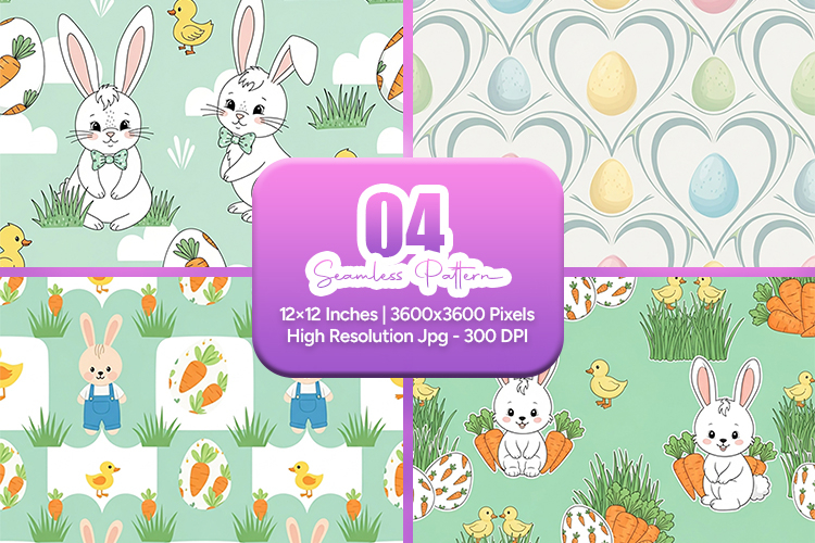 Cute Easter Bunny Carrot Seamless