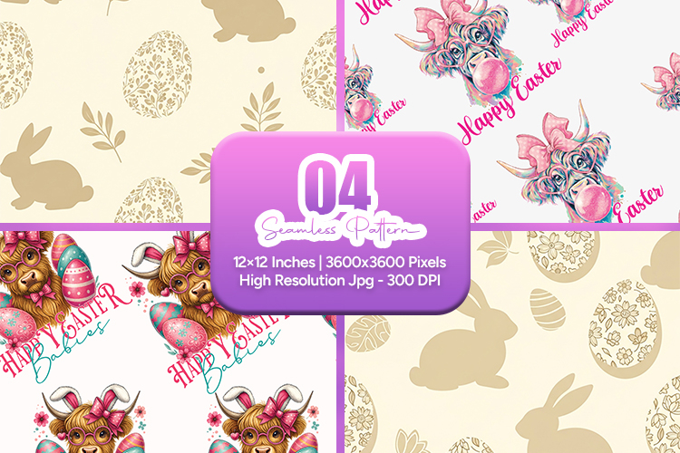 Cute Easter Bunny Seamless Pattern Pack