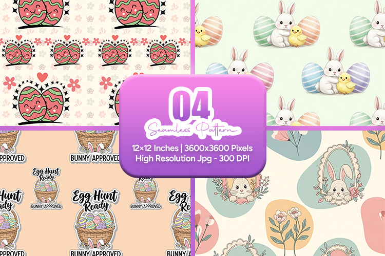 Cute Easter Bunny Egg Seamless Pattern