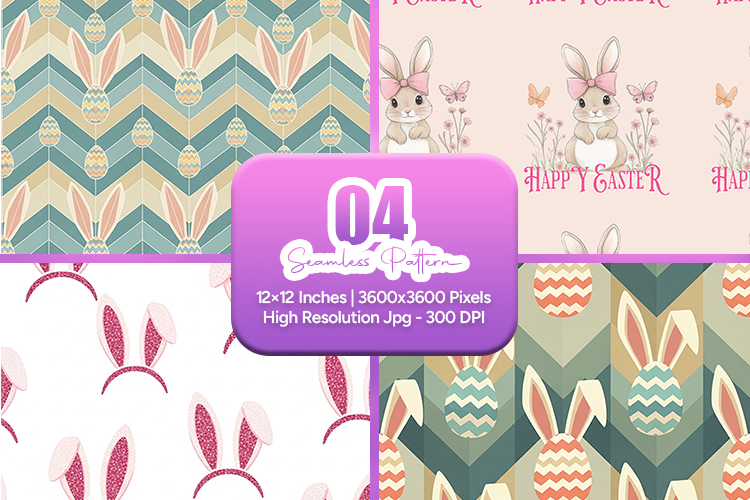 Pastel Bunny Ears Easter Seamless Pattern