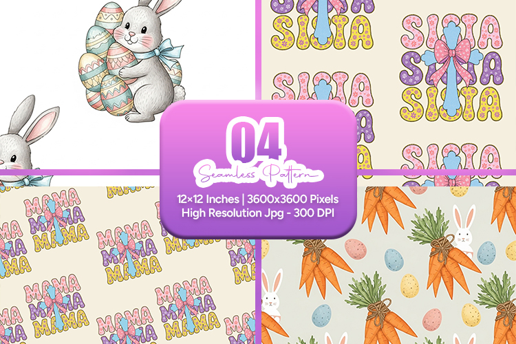 Easter Bunny Mama Seamless Pattern