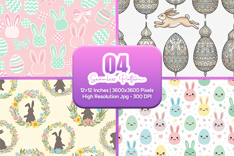 Pastel Easter Bunny Eggs Seamless