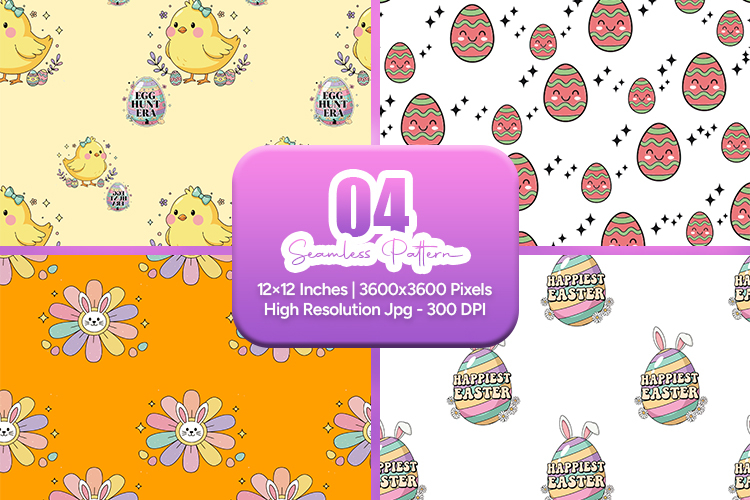 Cute Easter Chick Egg Seamless Pattern