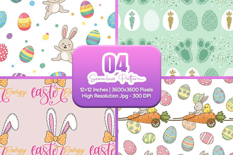 Cute Easter Bunny Egg Seamless Pattern