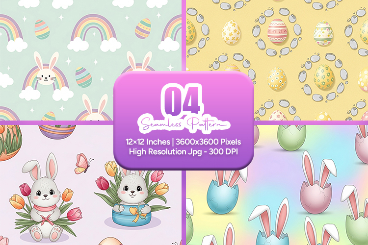 Pastel Easter Bunny Eggs Seamless
